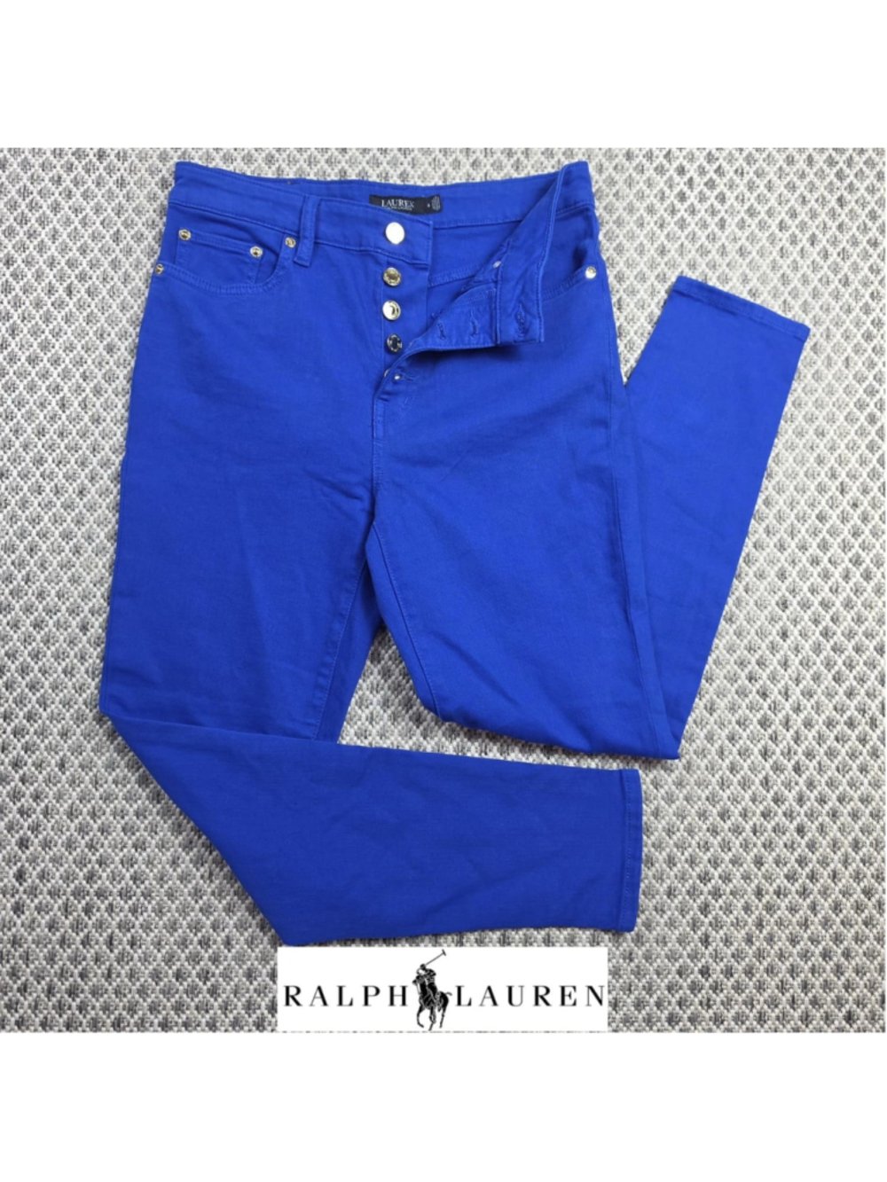 Lauren Ralph Lauren Blue Skinny Jeans Women’s 8 Button Fly Stretch High Rise